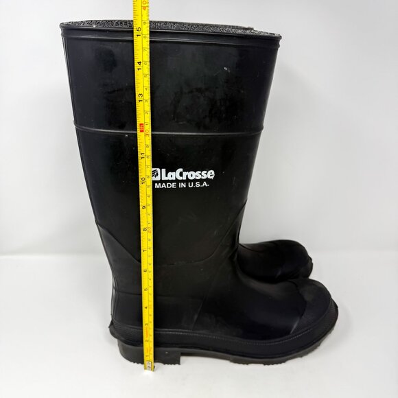 LaCrosse Rubber Boots Men's Size 10 Black Made in USA Waterproof Vintage Workwea - Picture 3 of 9